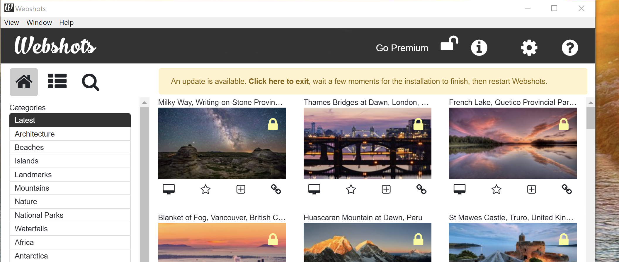 Webshots desktop wallpaper app screenshot