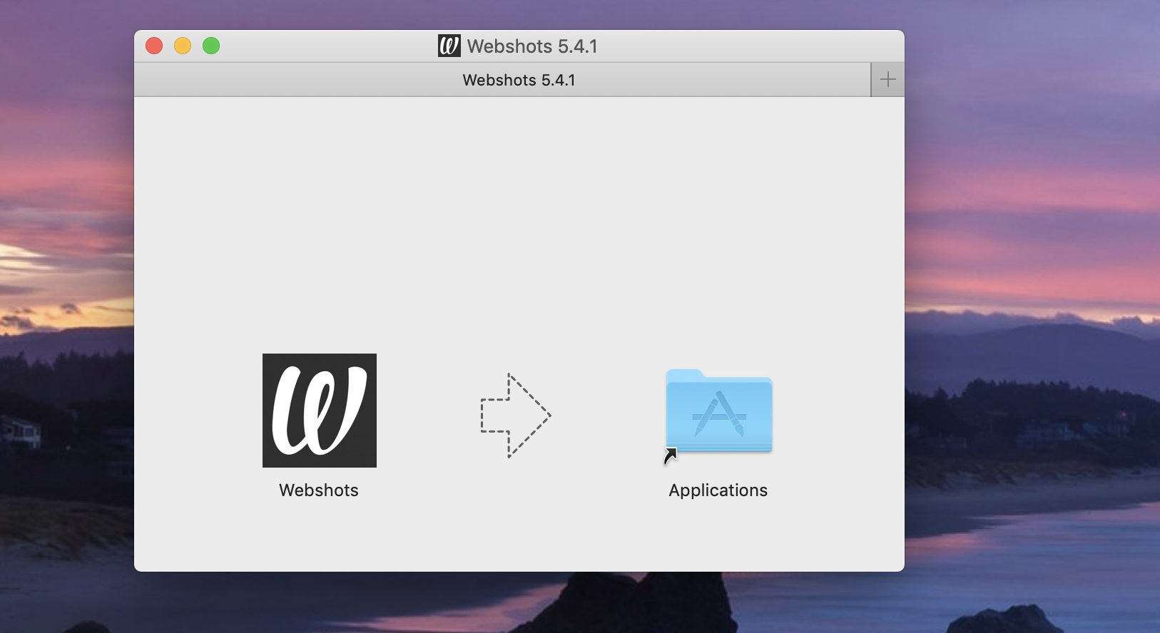 Ziehen Sie dann "Webshots" in den "Programme"-Ordner, wie hier gezeigt: